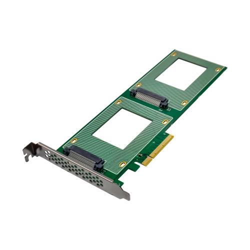 PCIe Karte zu 2x intern U.2 NVMe SFF-8639 – Bifurcation, PCIe x8, schmal