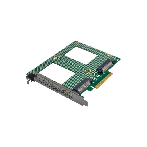 Preview: PCIe Karte zu 2x intern U.2 NVMe SFF-8639 – Bifurcation, PCIe x8, breit