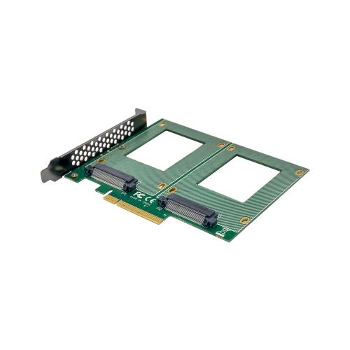 Preview: PCIe Karte zu 2x intern U.2 NVMe SFF-8639 – Bifurcation, PCIe x8, breit