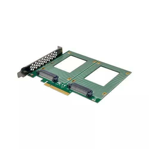 PCIe Karte zu 2x intern U.2 NVMe SFF-8639 – Bifurcation, PCIe x8, breit