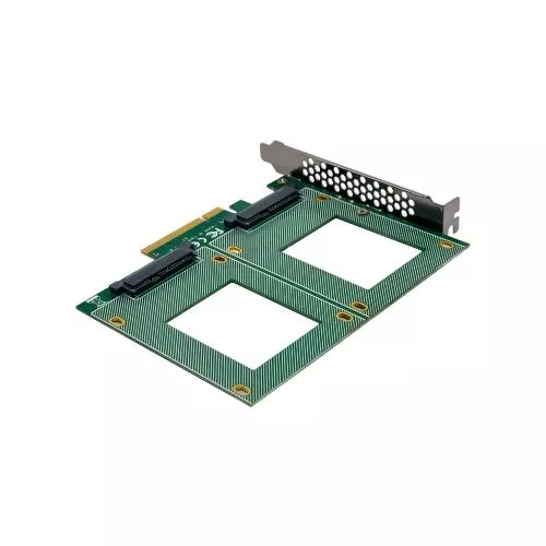 PCIe Karte zu 2x intern U.2 NVMe SFF-8639 – Bifurcation, PCIe x8, breit