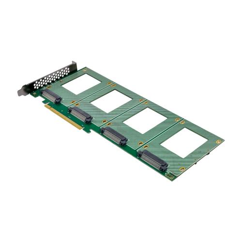 Preview: PCIe Karte zu 4x intern U.2 NVMe SFF-8639 – Bifurcation, PCIe x16
