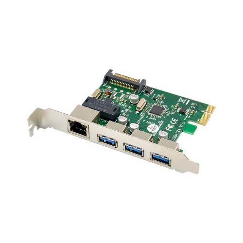 Kombikarte – Gigabit LAN & 3x USB 3.2 Gen 1, PCIe, RJ45 + USB-A