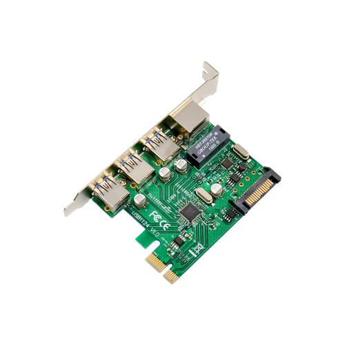 Preview: Kombikarte – Gigabit LAN & 3x USB 3.2 Gen 1, PCIe, RJ45 + USB-A