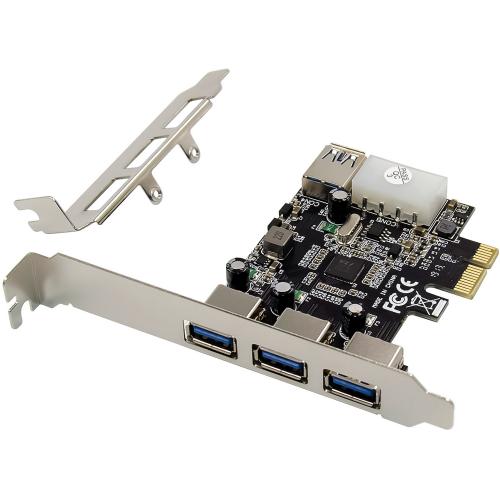 Preview: PCIe USB Karte – 3x extern + 1x intern USB 3.2 Gen.1, mit Stromanschluss