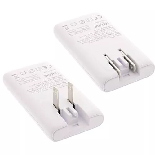 USB-C Ladegerät 65 W, flach, Dual Port, PD/PPS, weiß, mit Reiseadaptern