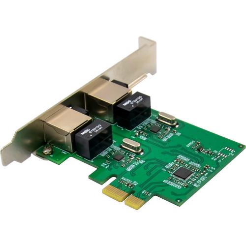 Preview: Gigabit Netzwerkkarte mit 2x RJ45, PCIe x1, inkl. Low-Profile-Blech
