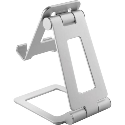 Preview: Smartphone- & Tablet-Halter, klappbar, Aluminium, bis 10", silber