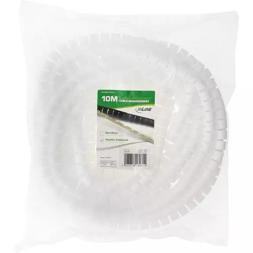 Flexibler Kabelschlauch / Kabelkanal – 10 m – 28 mm – weiß – mit Einzugshilfe