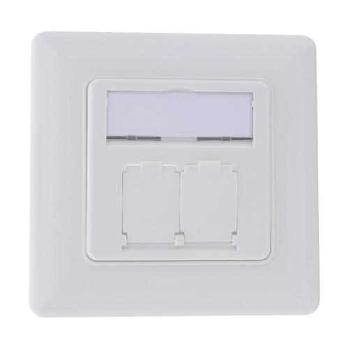 Preview: Rahmenset für 2x RJ45, schmale Bauform 32 mm, Keystone SNAP-In, UP, weiß