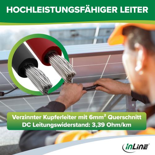 Preview: Solarkabel Verlängerung 6 mm² (2×0,5 m, Schwarz/Rot)