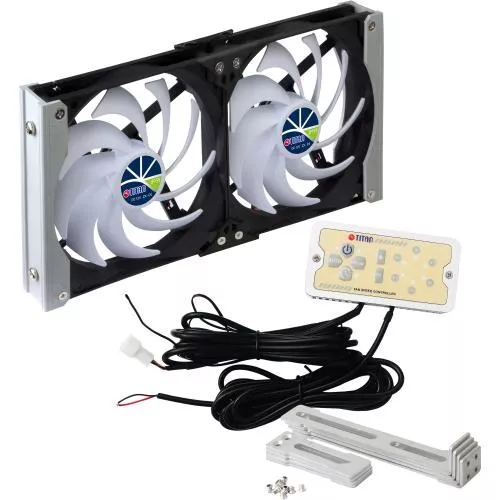 Titan TTC-SC20(B)V2+ Kühlschrank-Doppellüfter 120x25mm IP55, Timer Gleichrichter