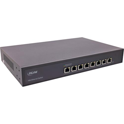 10G Netzwerk Switch, 8-Port RJ45, 19", Metallgehäuse, aktiver Lüfter