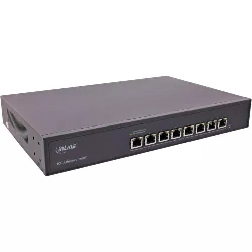 10G Netzwerk Switch, 8-Port RJ45, 19", Metallgehäuse, aktiver Lüfter