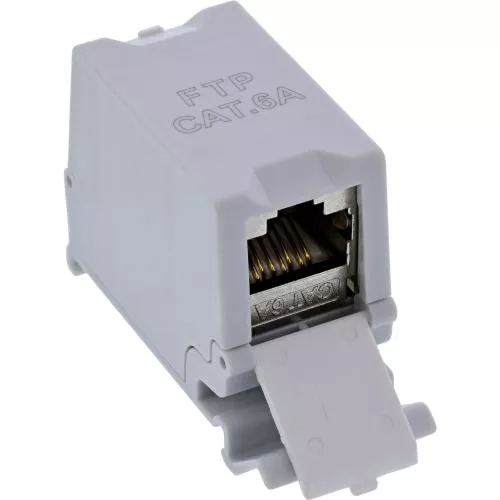 Cat.6A RJ45 Doppelkupplung für Hutschiene – 10G-tauglich, geschirmt