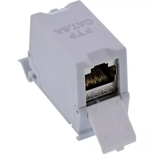 Cat.6A RJ45 Doppelkupplung für Hutschiene – 10G-tauglich, geschirmt