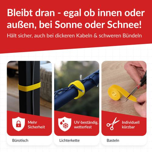 Preview: Label-The-Cable LTC PRO Roll Strap, doppelseitige Klettbandrolle, 25m, gelb