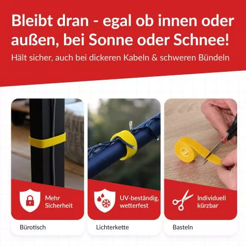 Label-The-Cable LTC PRO Roll Strap, doppelseitige Klettbandrolle, 25m, gelb