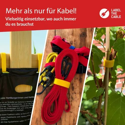 Label-The-Cable LTC PRO Roll Strap, doppelseitige Klettbandrolle, 25m, gelb