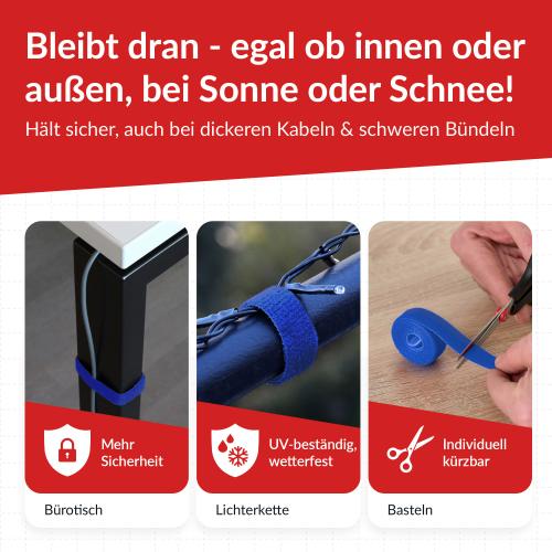 Preview: Label-The-Cable LTC PRO Roll Strap, doppelseitige Klettbandrolle, 25m, blau