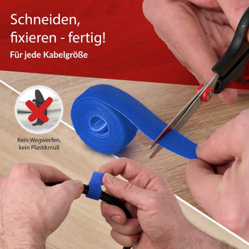 Preview: Label-The-Cable LTC PRO Roll Strap, doppelseitige Klettbandrolle, 25m, blau
