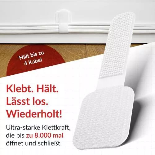 Label-The-Cable LTC PRO Wall Straps, Klett-Kabelhalter, 50er-Pack, weiß