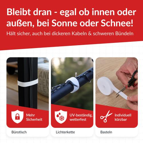 Preview: Label-The-Cable LTC PRO Roll Strap, doppelseitige Klettbandrolle, 25m, weiß