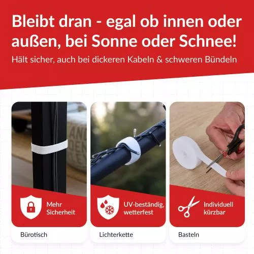Label-The-Cable LTC PRO Roll Strap, doppelseitige Klettbandrolle, 25m, weiß