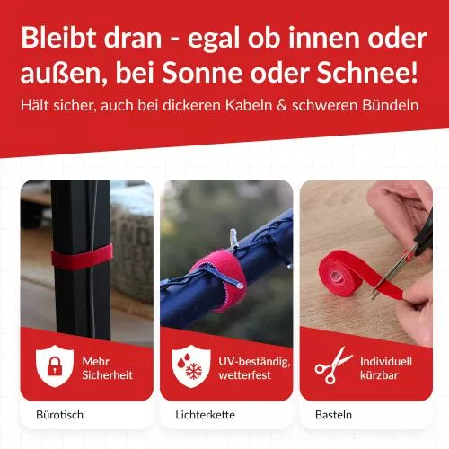 Label-The-Cable LTC PRO Roll Strap, doppelseitige Klettbandrolle, 25m, rot