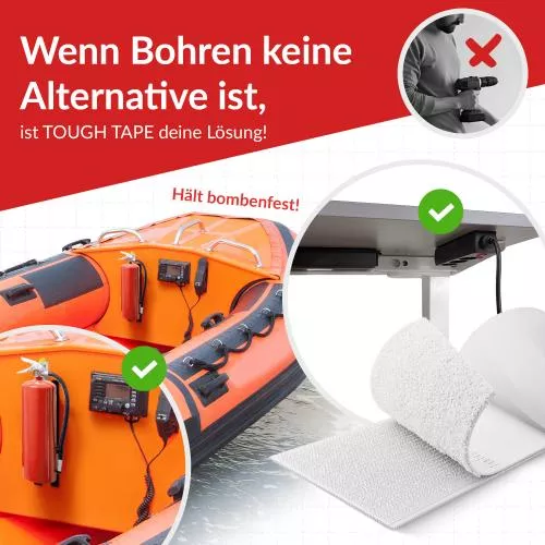 Label-The-Cable LTC Tough Tape Strap, Outdoor Klettbandrolle 50mm, weiß, 5m