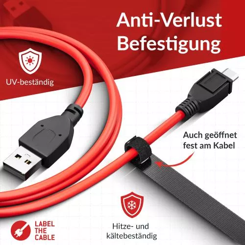 Label-The-Cable LTC PRO Basic Straps, Klett Kabelbinder, schwarz, 50er Pack
