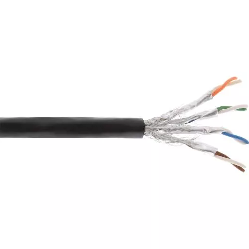 Cat 7A Außen-Verlegekabel, S/FTP, PiMF, AWG23, PE-Mantel, 1200 MHz, Schwarz