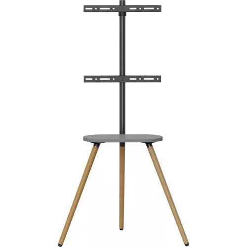 TV-Standfuß woodstand II – Dreibein – 43"–65" – mit Ablage & Kabelmanagement
