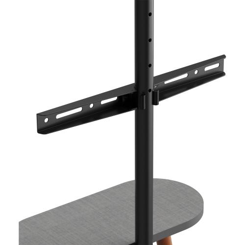 Preview: TV-Standfuß woodstand II – Dreibein – 43"–65" – mit Ablage & Kabelmanagement