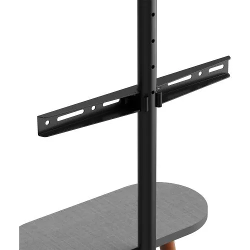 TV-Standfuß woodstand II – Dreibein – 43"–65" – mit Ablage & Kabelmanagement