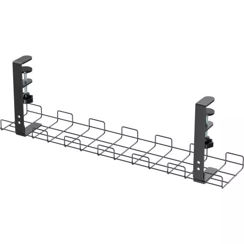 Kabelführungsgitter 60 cm zur Tischmontage, schwarz – mit Schraubklemmen, 5 kg Traglast
