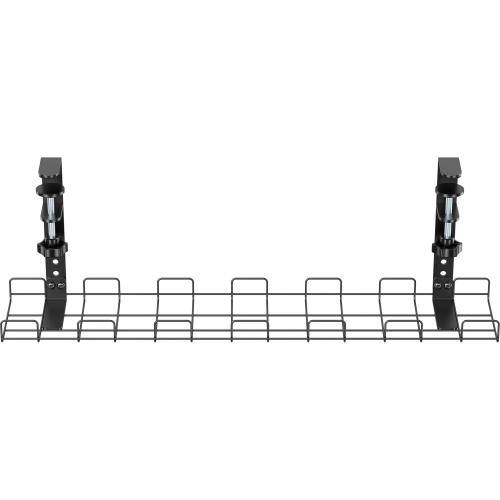 Preview: Kabelführungsgitter 60 cm zur Tischmontage, schwarz – mit Schraubklemmen, 5 kg Traglast