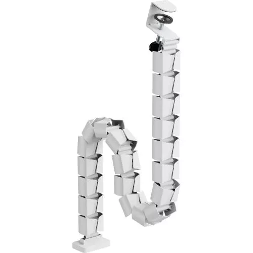 Flexibler Kabelkanal mit Tischklemme – 2-Kammer-System – bis 134 cm – weiß