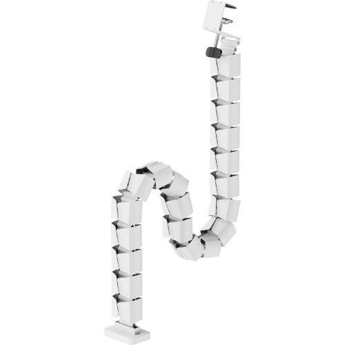 Preview: Flexibler Kabelkanal mit Tischklemme – 2-Kammer-System – bis 134 cm – weiß