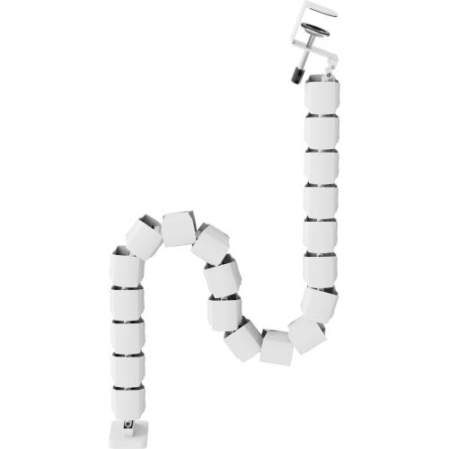 Preview: Flexibler Kabelkanal mit Tischklemme – 2-Kammer-System – bis 134 cm – weiß