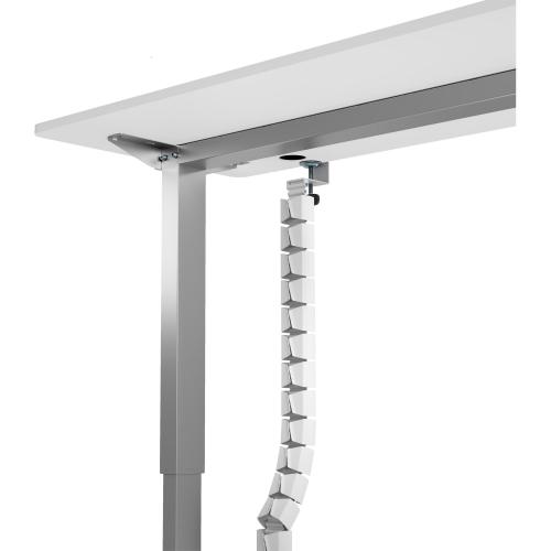 Preview: Flexibler Kabelkanal mit Tischklemme – 2-Kammer-System – bis 134 cm – weiß