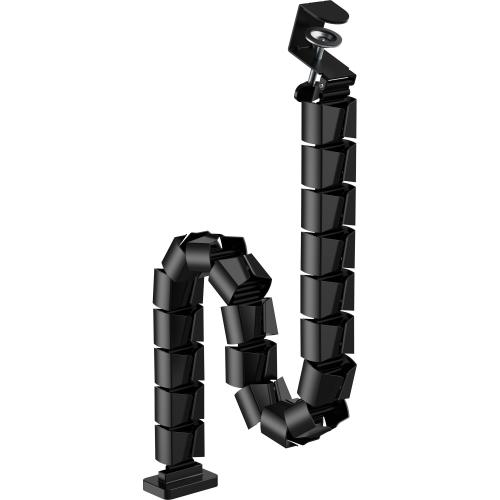 Flexibler Kabelkanal mit Tischklemme – 2-Kammer-System – bis 134 cm – schwarz