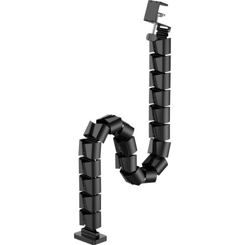 Preview: Flexibler Kabelkanal mit Tischklemme – 2-Kammer-System – bis 134 cm – schwarz