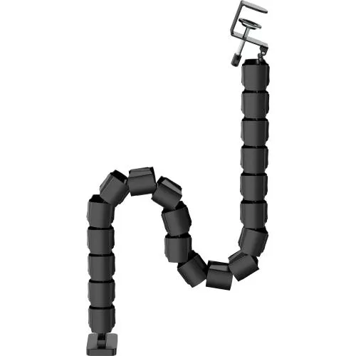 Flexibler Kabelkanal mit Tischklemme – 2-Kammer-System – bis 134 cm – schwarz