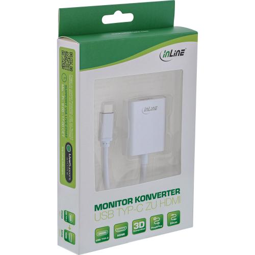 Preview: InLine® USB Display Konverter USB Typ-C Stecker zu HDMI Buchse (DP Alt Mode) 4K2K silber 0,2m