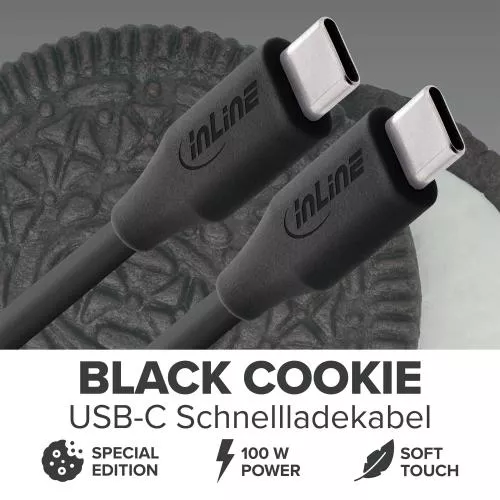 USB-C Schnellladekabel – 100W – Silikon – Black Cookie (schwarz)