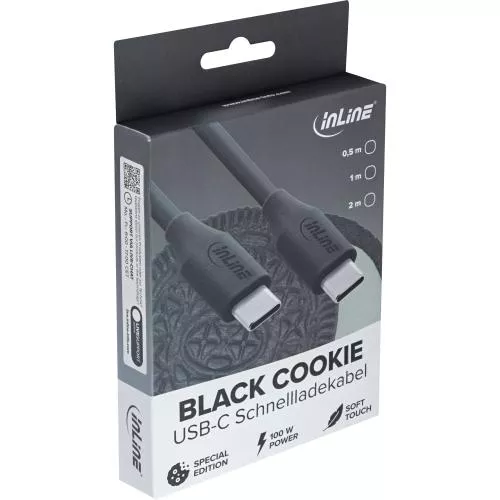 USB-C Schnellladekabel – 100W – Silikon – Black Cookie (schwarz)