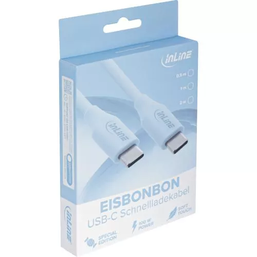 USB-C Schnellladekabel – 100W – Silikon – Eisbonbon (blau)