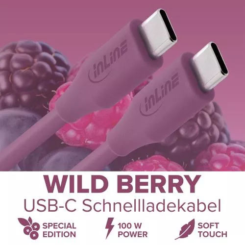 USB-C Schnellladekabel – 100W – Silikon – Wild Berry (lila)