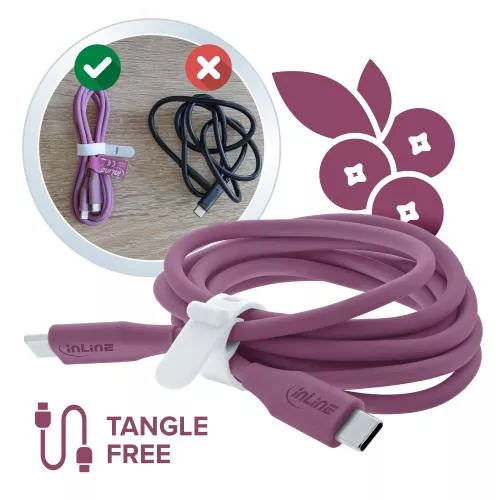 USB-C Schnellladekabel – 100W – Silikon – Wild Berry (lila)